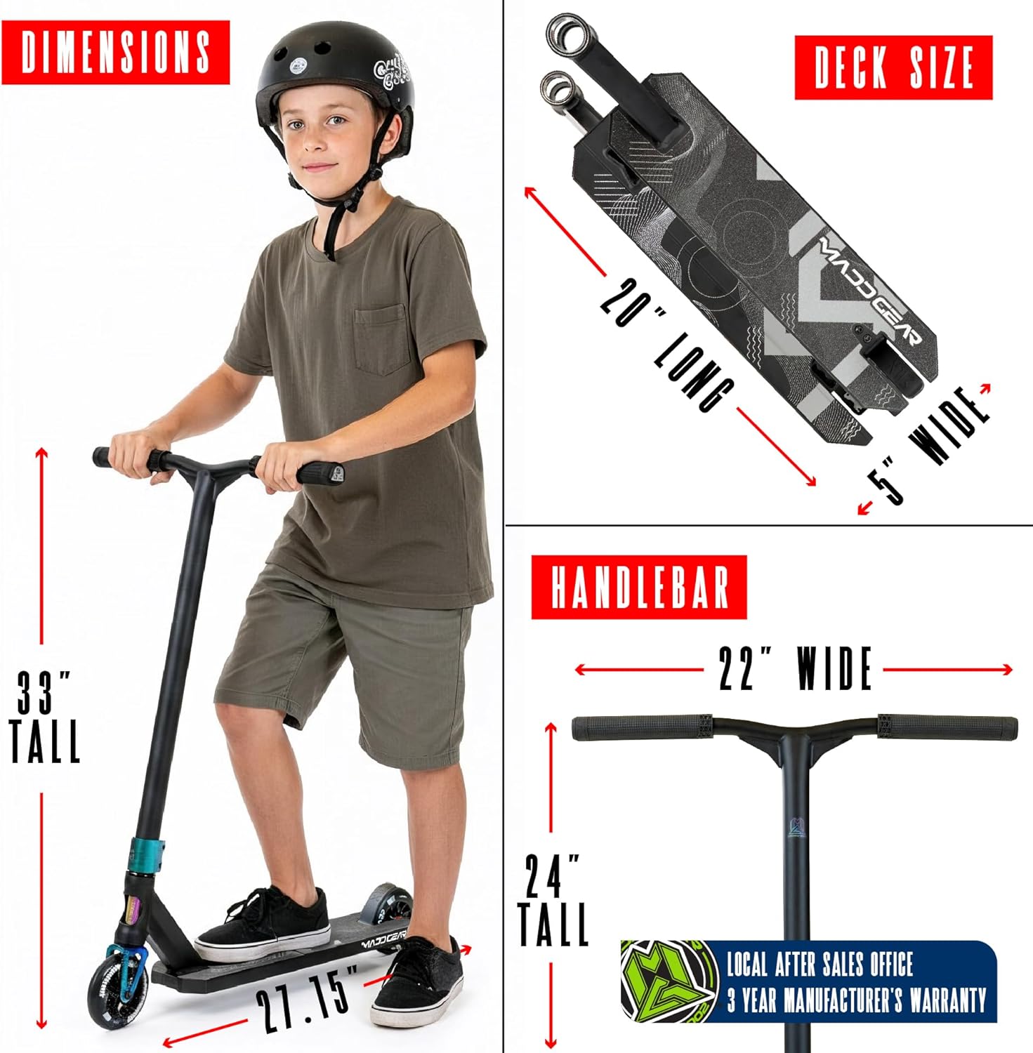 Pro Stunt Scooter for Kids and Teens Ages 8-12 – Lightweight Durable Trick Scooter for Skatepark and Street – Easy Assembly – Madd Gear MG5