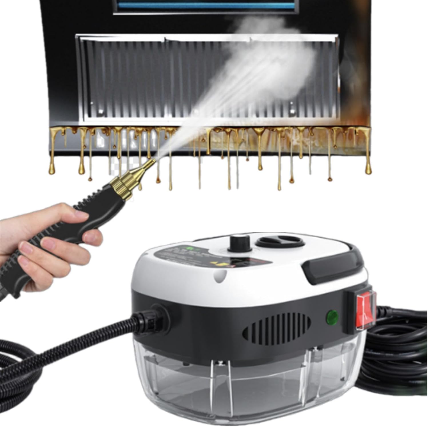 High Pressure Steam Cleaner 2500W Electric Steam Cleaner Strong-Acid Resistance for Air Conditioner Kitchen Hood Cleaning (White)