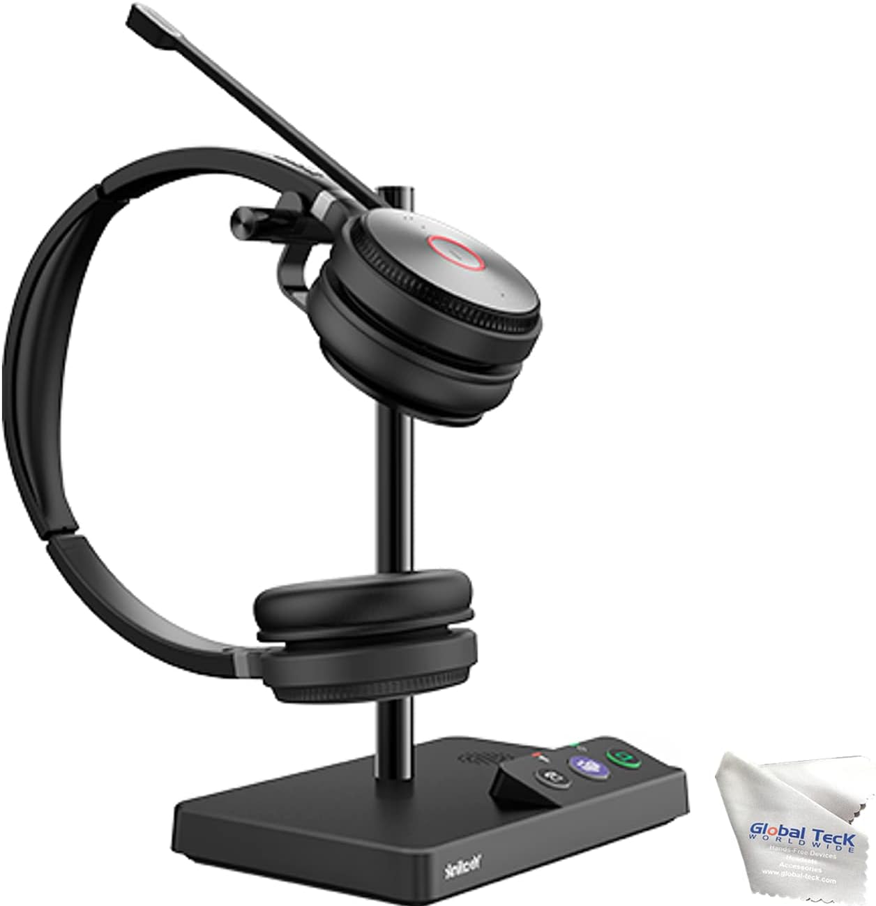 Global Teck Worldwide GTW Yealink WH62 Duo Stereo (Teams Certified) Headset, Connects to Deskphone, PC/Mac, Softphones - Works with Teams, Zoom, RingCentral, 8x8, Vonage, with Microfiber Included