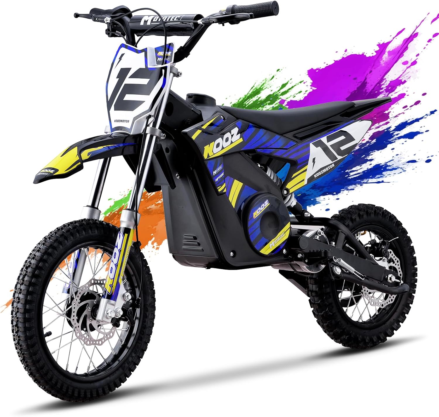 KOOZ HP112E 36V 1000W Electric Dirt Bike for Kids, 3 Speed Modes Teen Electric Motorcycle Up to 18 MPH & 15 Miles Long-Range, Dual Suspension & Disc Brake, 16