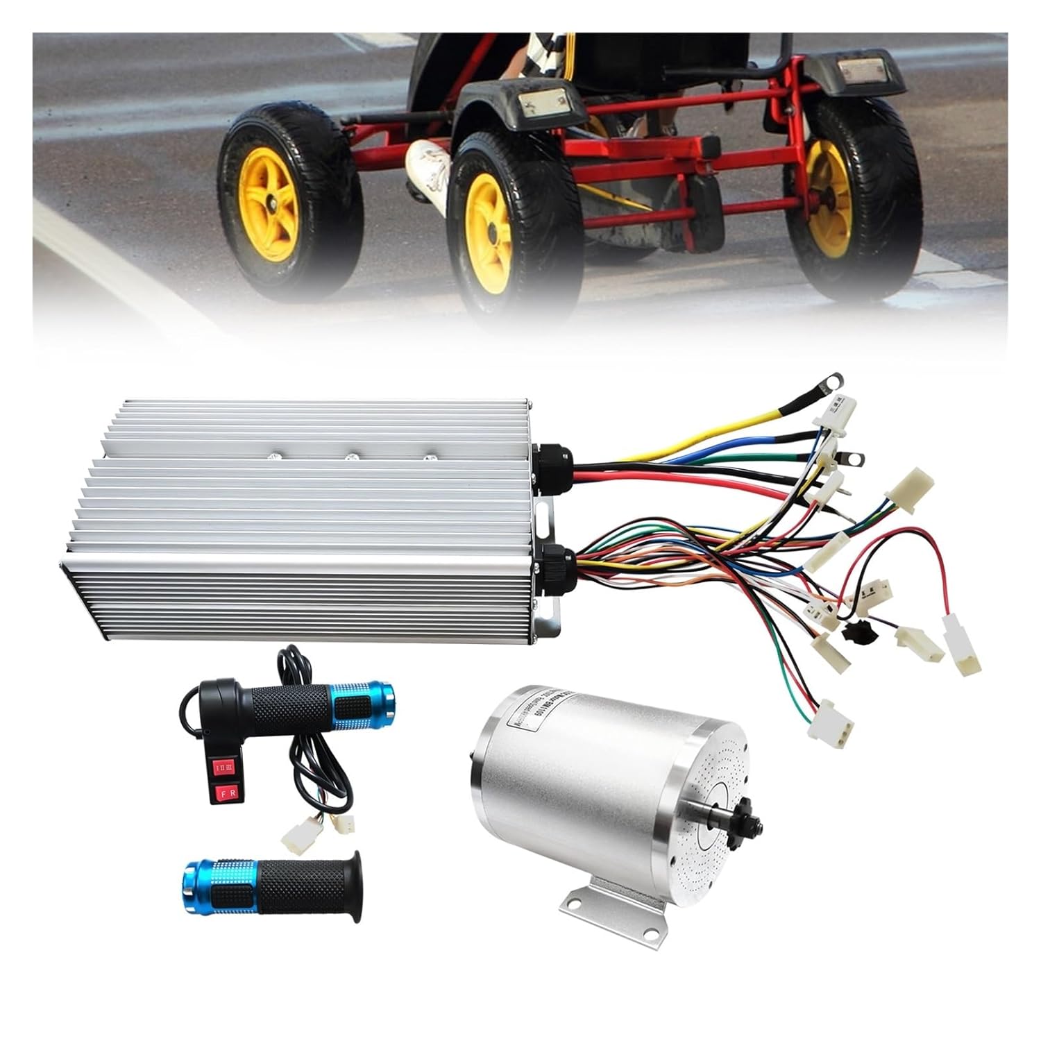 Brushless Electric Motor DC 60V/72V High-Speed Motor Low Noise Go-Kart Motor Controller for Electric Bicycle Scooter Go Kart