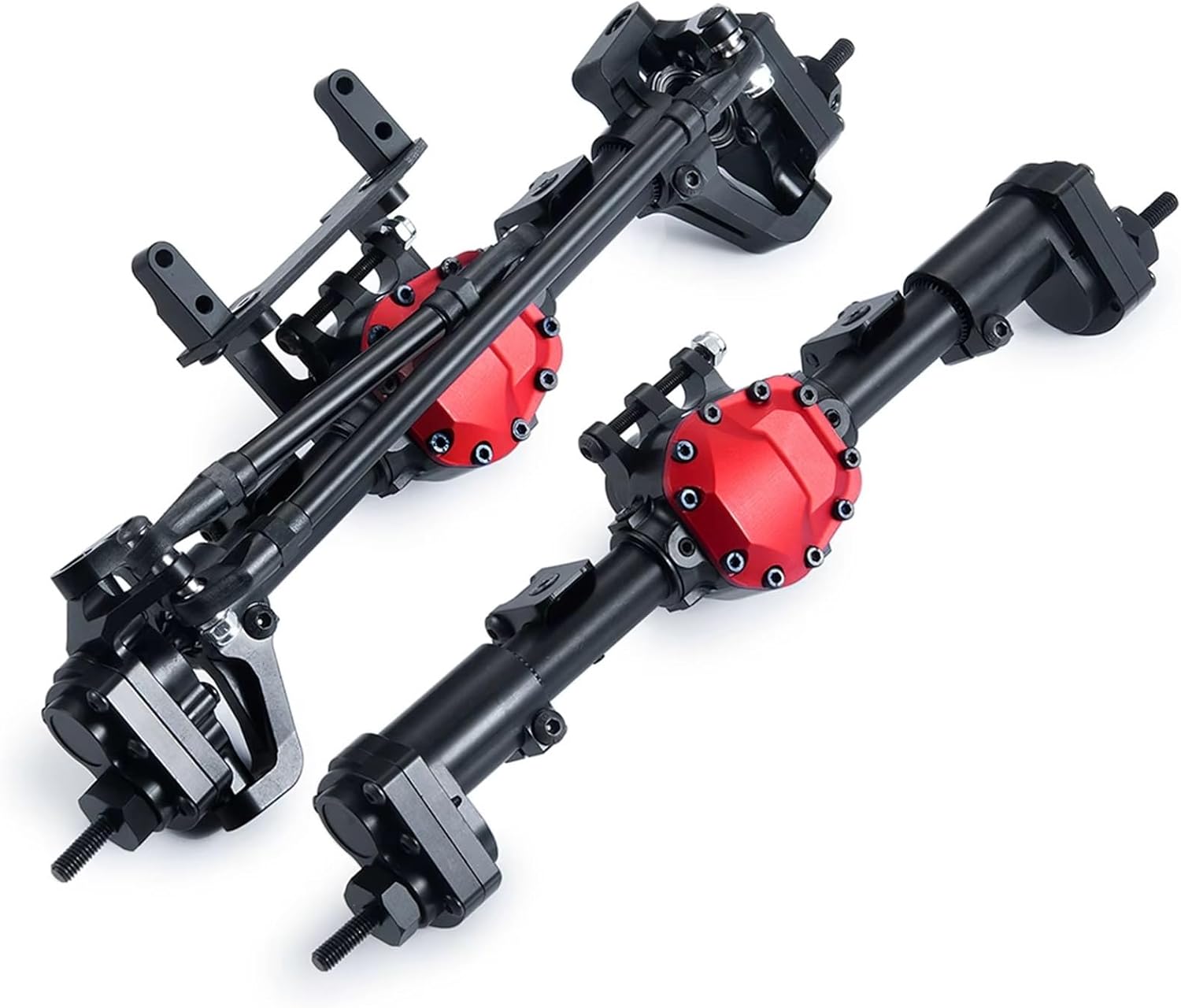 Compatible with Axial for SCX10 II 90046 90047 1/10 RC Crawler Car Upgrade Parts Accessories Aluminum Alloy Front Rear Portal Axle RC Car Part Accessories(Front Rear Axle)