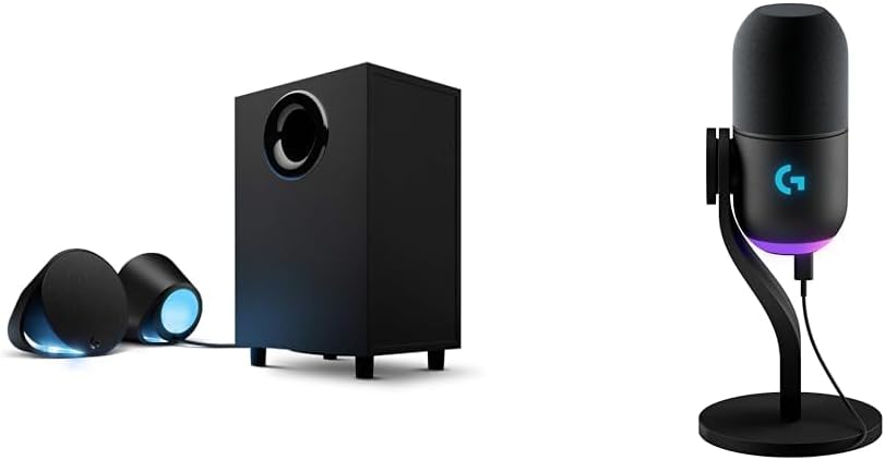 Logitech G560 PC Gaming Speaker System + Yeti GX Dynamic RGB Gaming Microphone Bundle: - Black