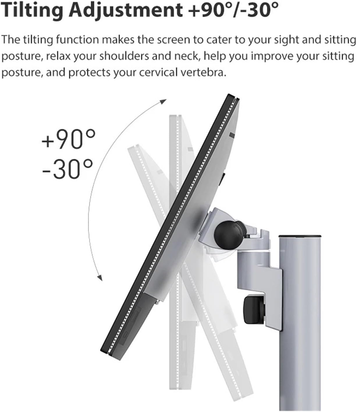 Office monitor desktop stand, made of aluminum alloy, can move up and down, rotate 360°, load-bearing 8kg
