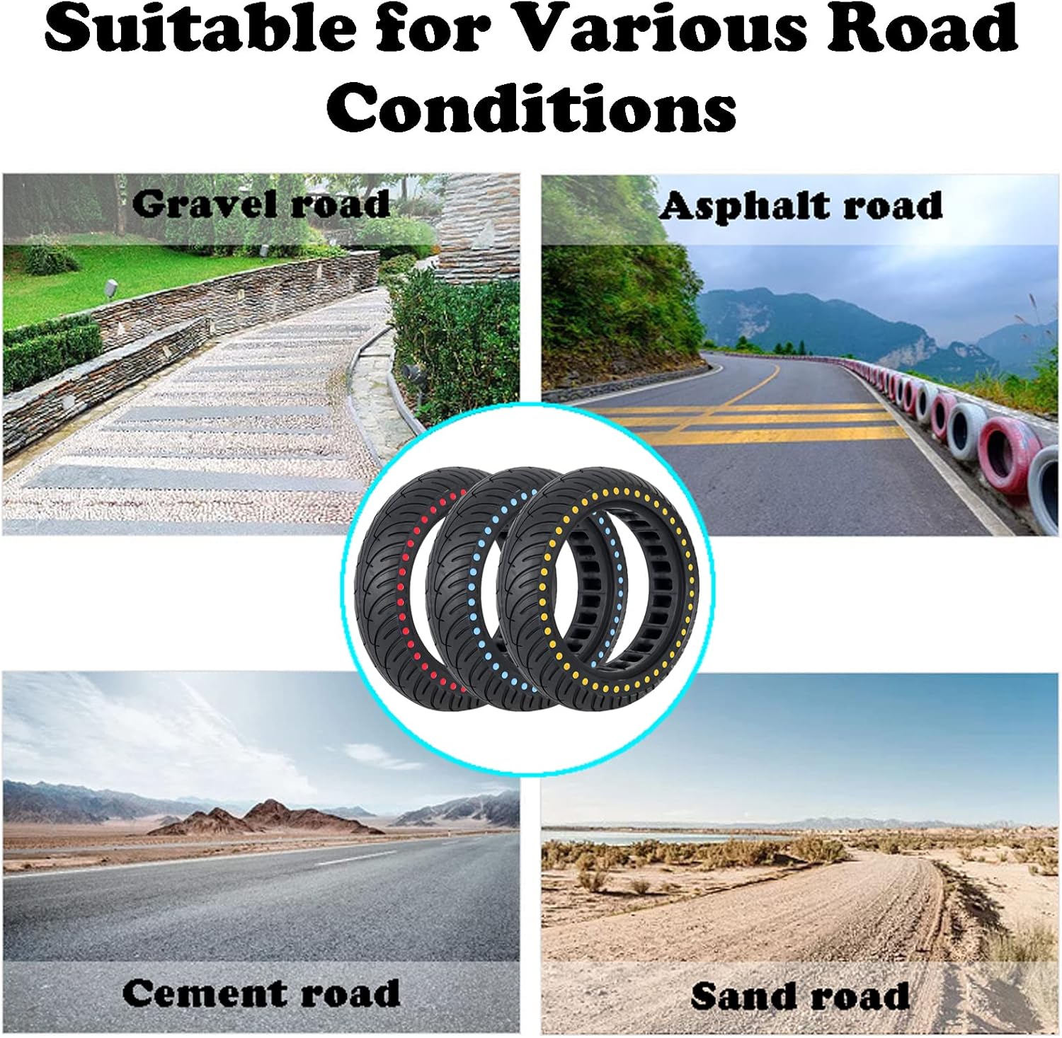 Honeycomb Explosionof Solid Tire, Rubber Electric Scooter Wheel Tire, Scooter Replacement Tyre, Non Slip