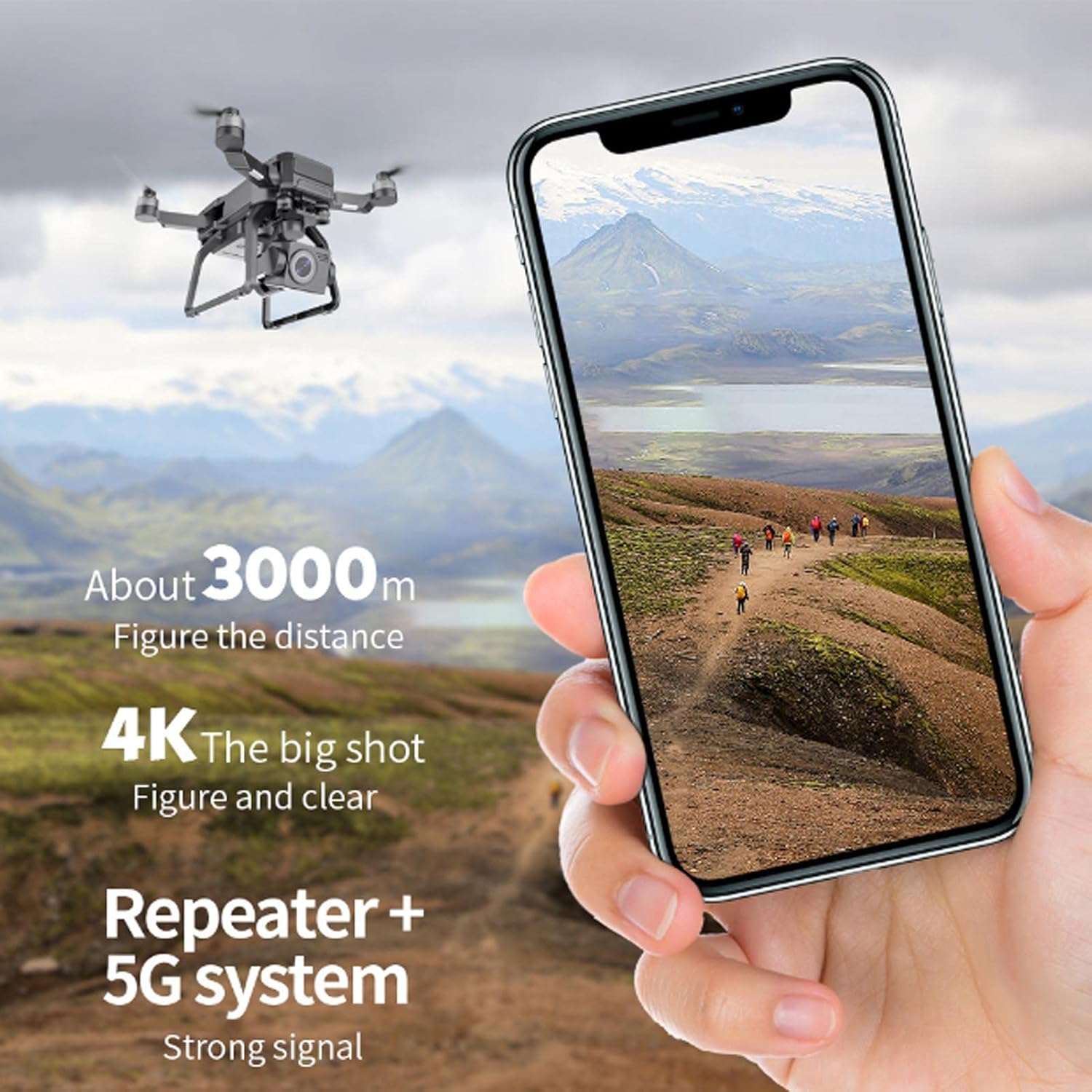 EVTSCAN F7 4K HD Foldable Drone with 3 Axis Gimbal, GPS Positioning,25 Minute Battery Life,VR Function Wind Resistant Brushless Quadcopter