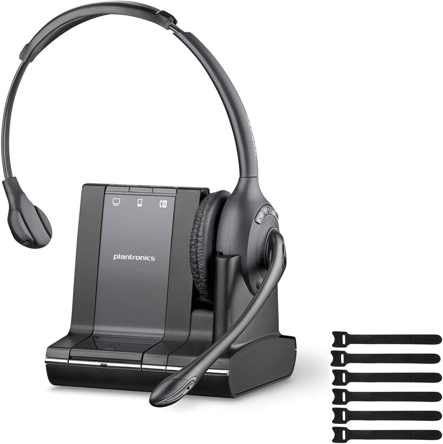 Plantronics Savi W710-M Multi Device Wireless Over-The-Head Headset System with Cable Management Accessories (Renewed)