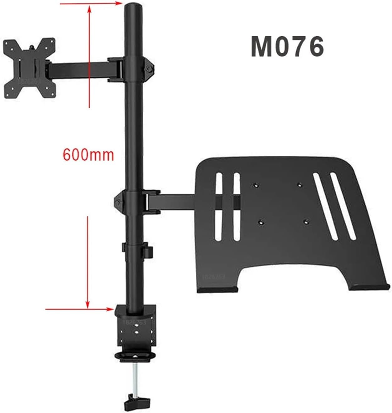 Monitor desk stand, fully adjustable, with additional computer tray M074, M076(M076)