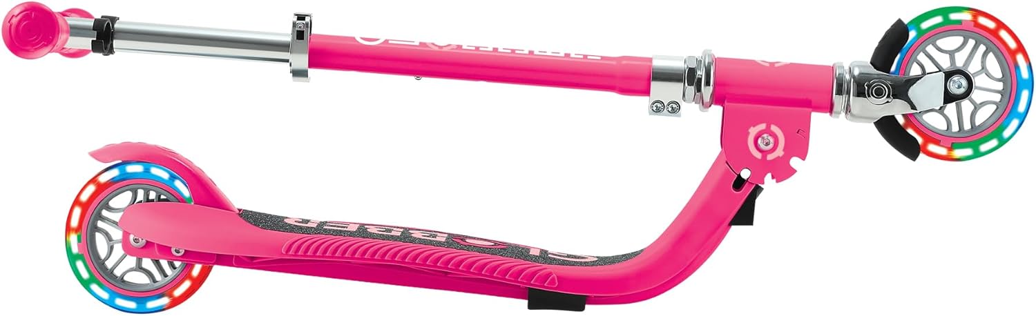 Globber Flow Foldable Junior Lights Scooter - Fuchsia
