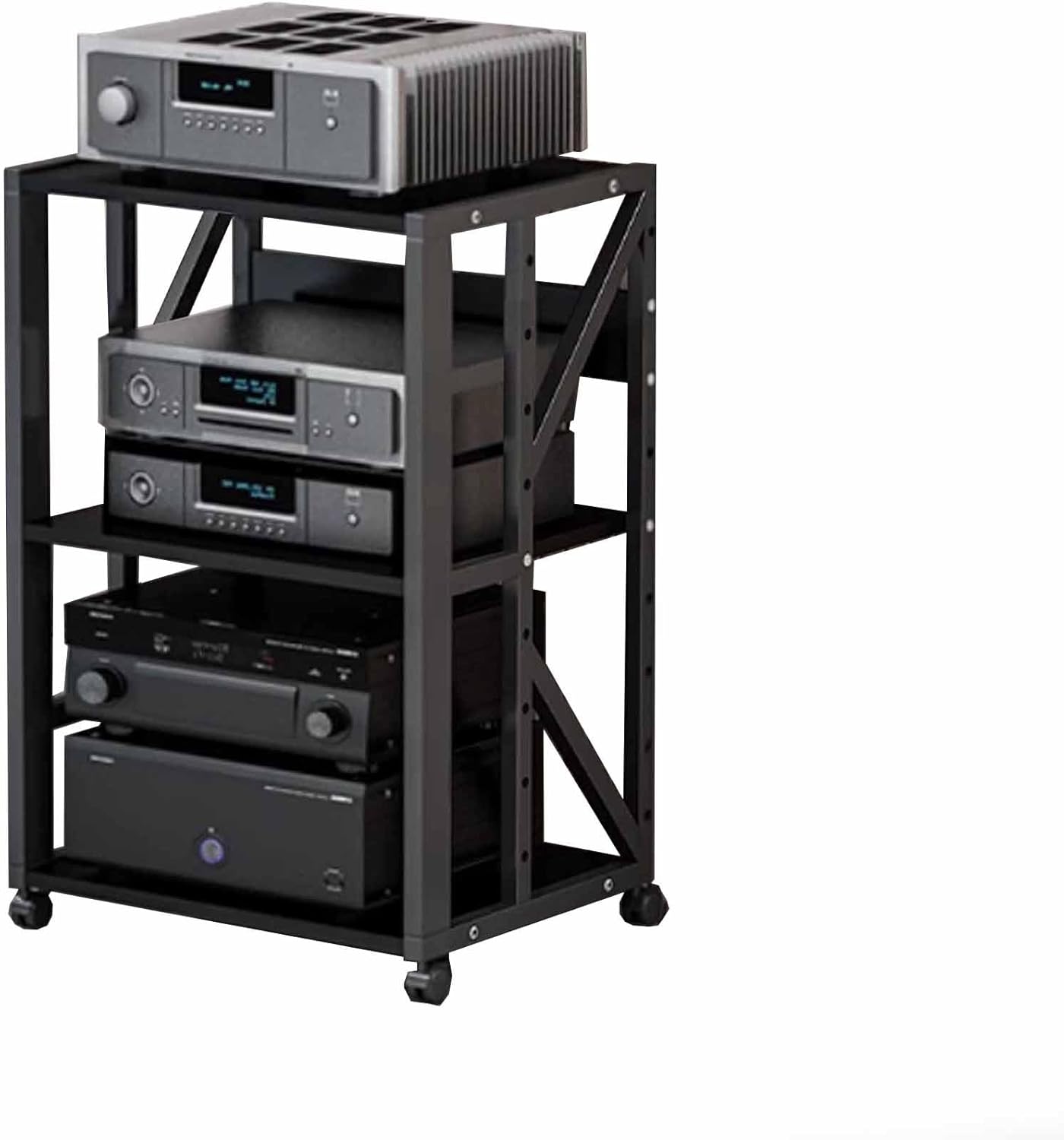 OVOGGPAN 3/4/5-Tier AV Media Stand audio-video shelving Stereo Racks Open Storage Shelves Component Cabinet for Home