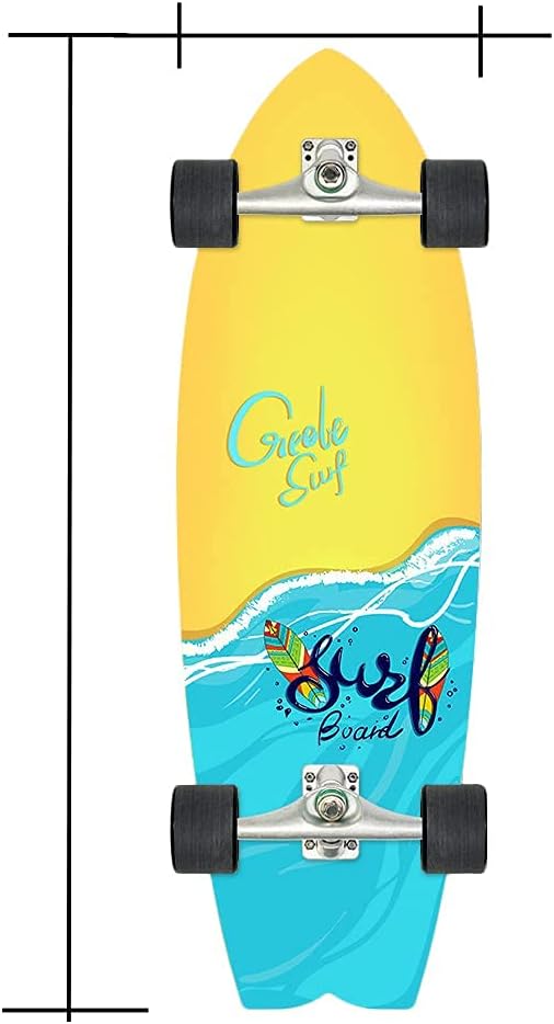VOMI Land Surfing Skateboard 31inch CX4 Carving Turck Surskate Beginner ski Practice Board Simulated Surfing Training Board ABEC-11 Bearing 7 Layers of Canadian Maple Pumping Skateboard (C)