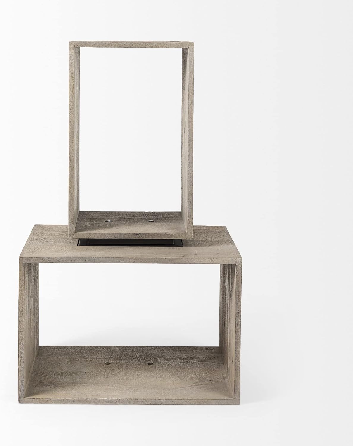 HomeRoots Set of Two Brown Solid and Manufactured Wood Two Tier Floating Bookcase