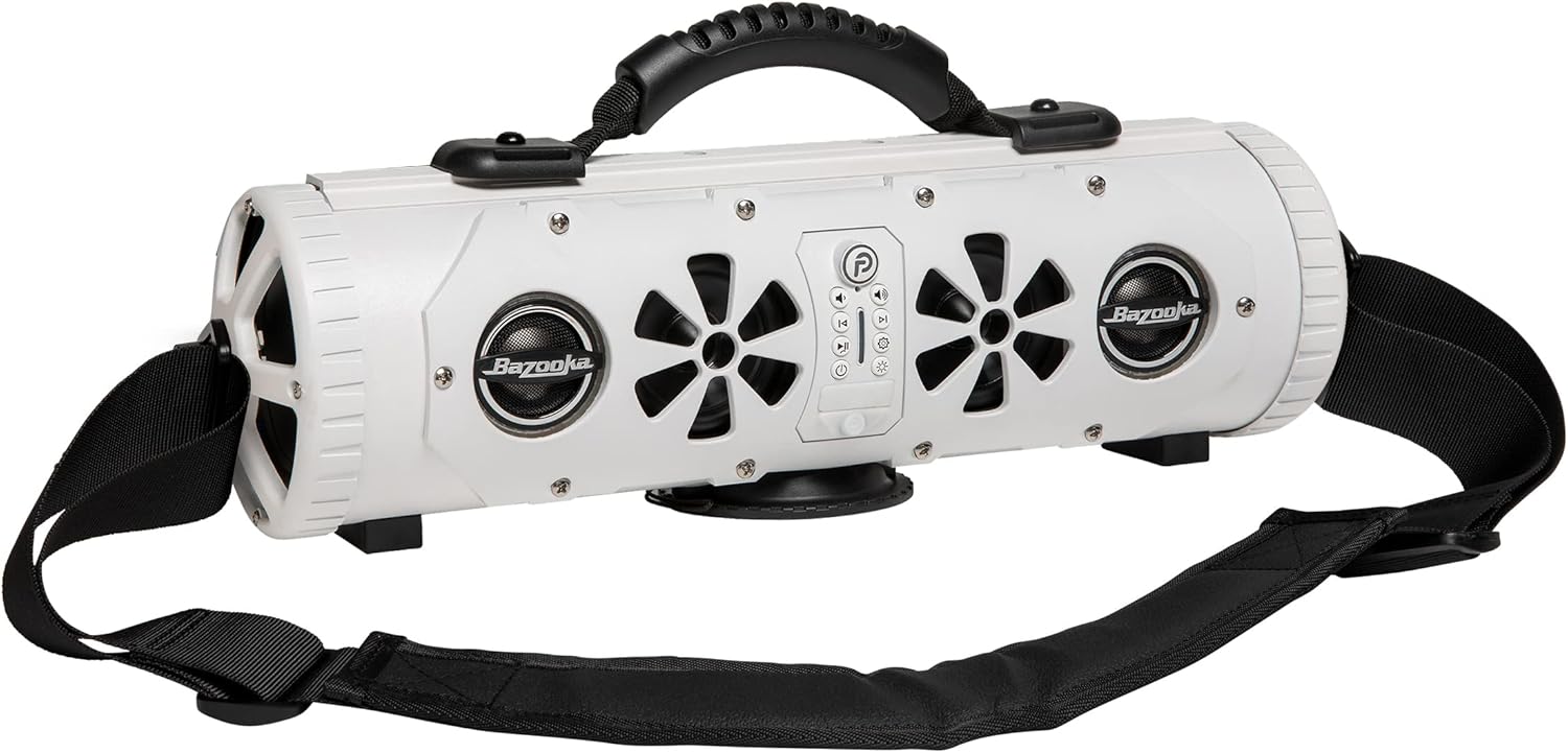 Bazooka Party Bar MINI | Portable Bluetooth IP66 Waterproof Speaker | RGB Lights | Party Button Pairing | Up to 70 HRS Battery Life | 6 Marine Grade Speakers | White