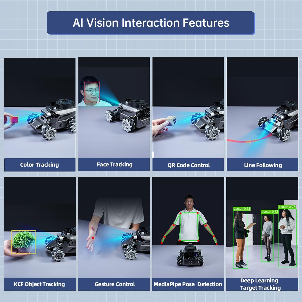 HIWONDER ROS2 Robot Car for Jetson RPi ChatGPT Large AI Models Depth Camera SLAM Mapping Navigation Autonomous Driving Programming Education AI Robotic Car, ROSOrin Standard Kit Without Controller