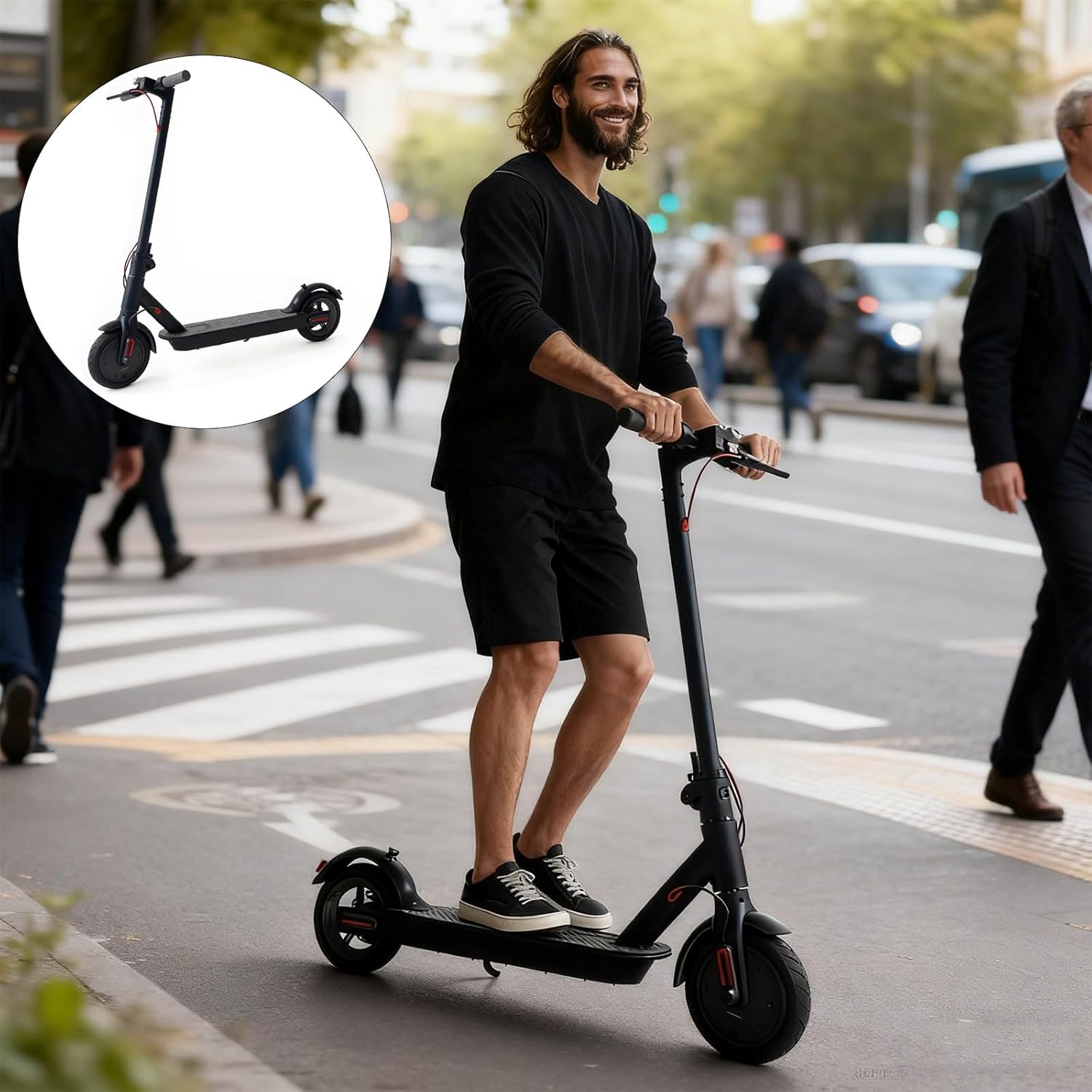 Long Ranges Aluminum Alloys Electric Scooter 220v 7.8ah Battery Shock Absorption Nonslip Enduring Aluminum Alloys Shock Absorption Nonslip