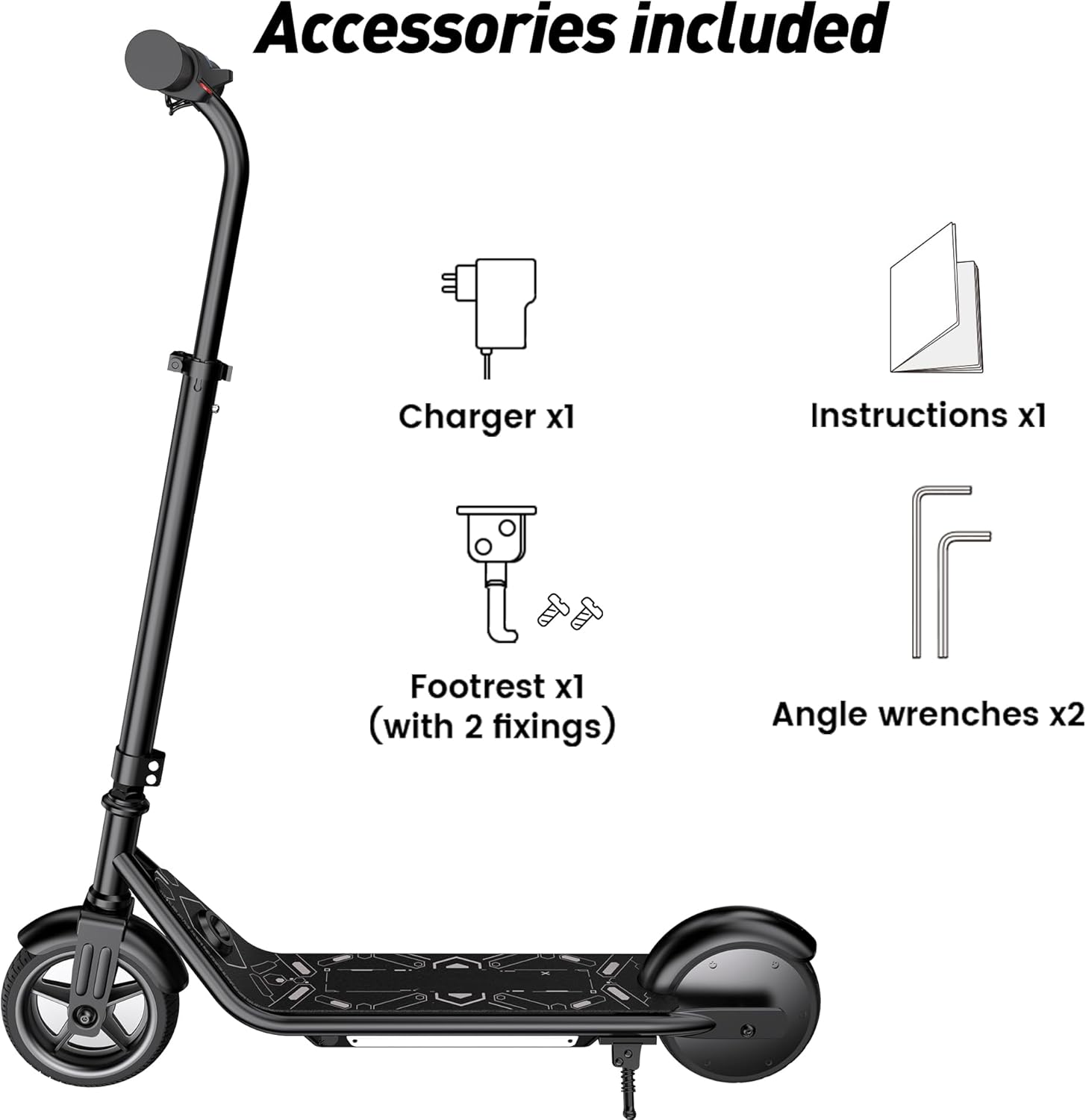 Electric Scooter for Kids, 10MPH Max Speed, 150W Motor, 3 Speeds Adjustable, LED Display, Double Brake, Magnetic Charging, Pedal Light, Kids Electric Scooter for Aged 6-12, Gifts for Boys & Girls