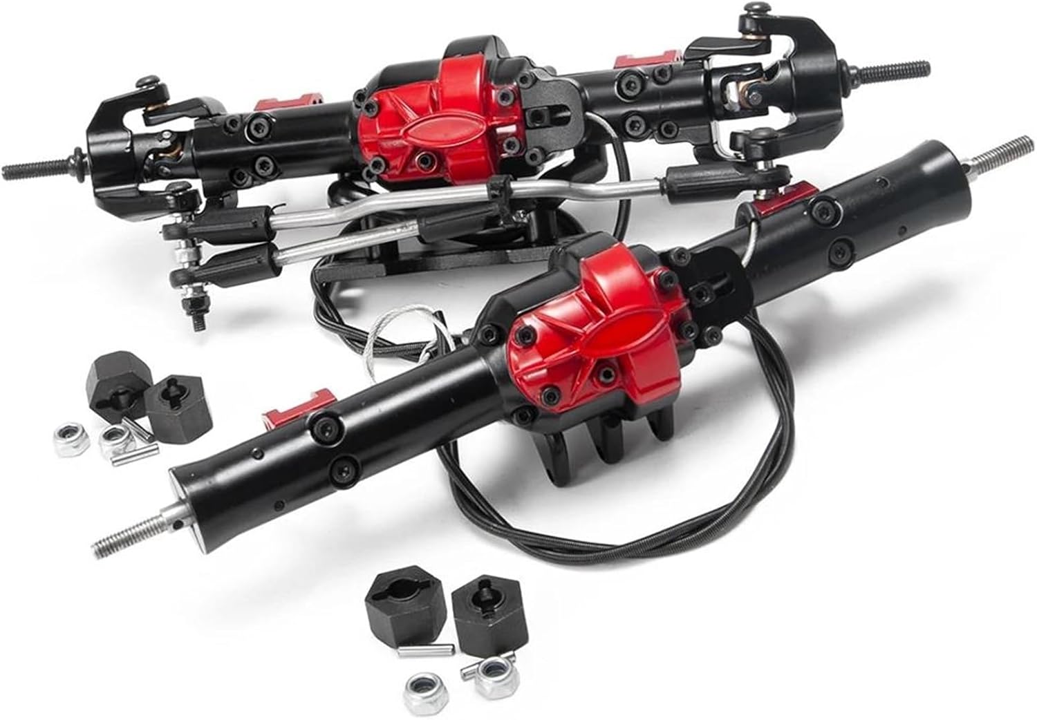 RC Vehicle Axles Compatible with D90 1:10 Scale RC Rock Crawler Car Model Accessories Parts Aluminium Alloy Front/Rear Axle with Differential Lock(1Set)