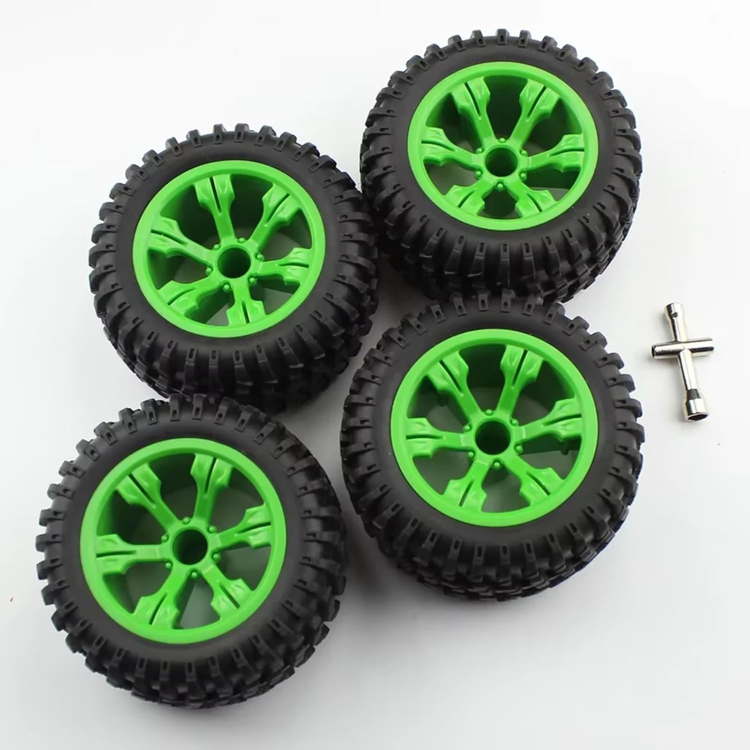 Compatible with WLtoys 12428 12427 1/12 Accessory Parts Off-Road Car Wheel Rims RC Rubber Car Tires RC Car Accessories(Green)