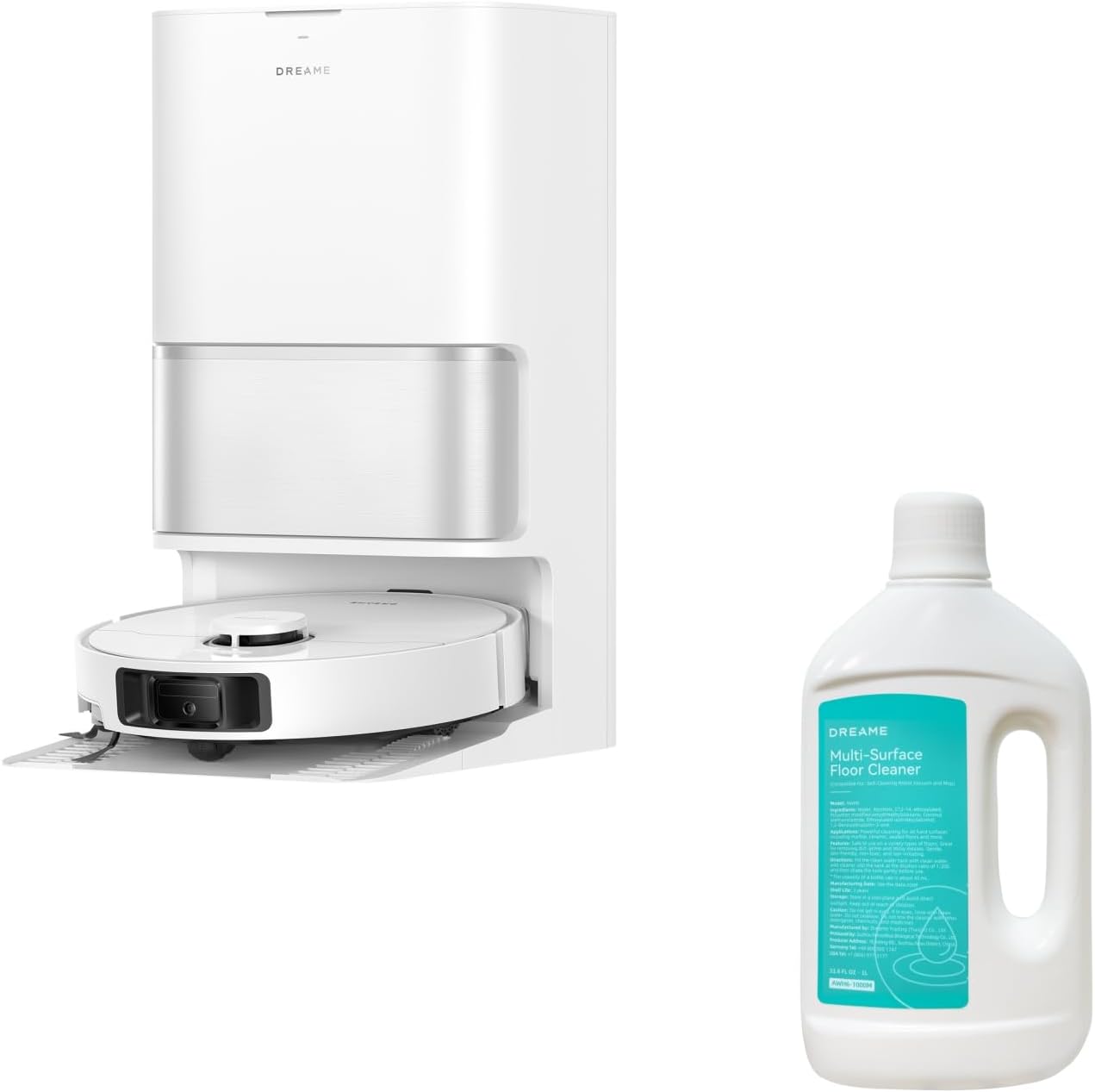 DREAME L40 Ultra Gen 2 Robot Vacuum Cleaner (White) and Floor Cleaning Solution 1 Bottle of 33.81 fl Oz (1L)