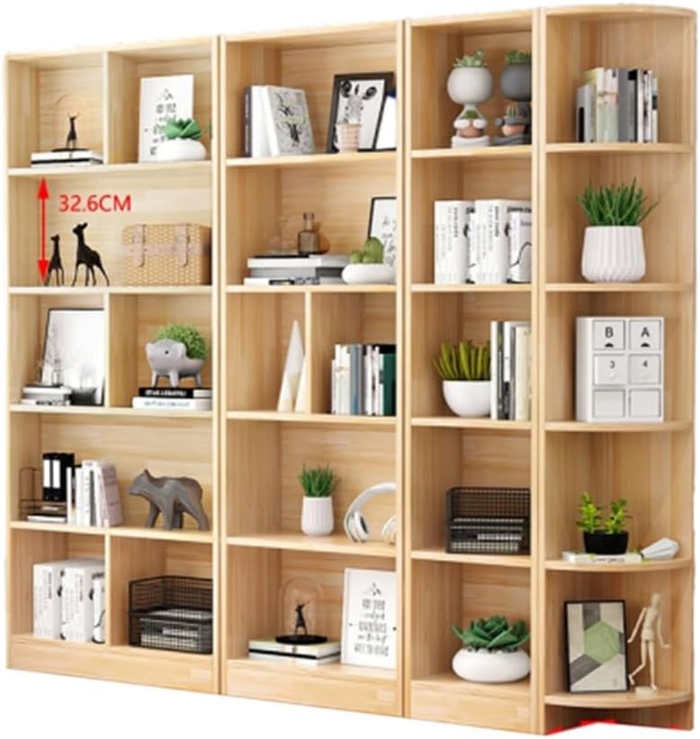 KIRANDY Solid Wood Bookcase, Original Pine Integrated Wall Unit, 24cm Corner Display Cabinet, Freestanding Bookshelf (Color : (24+40+60+80) x24x180cm no Door)