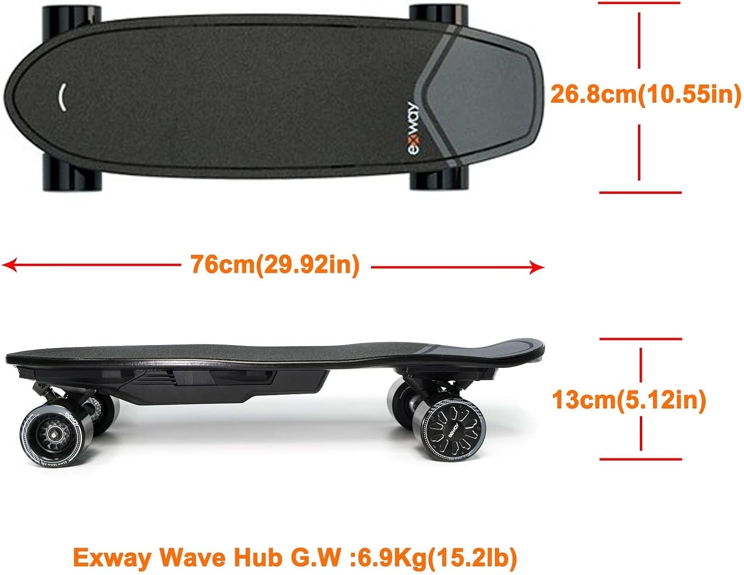 Exway Wave Hub 180Wh Electric Skateboards with Remote, Top Speed of 23 Mph, Quick-Swap Battery, 440 LBS Max Load, IP55 Waterproof, Mini Cruiser for Adults & Teens (HUB)