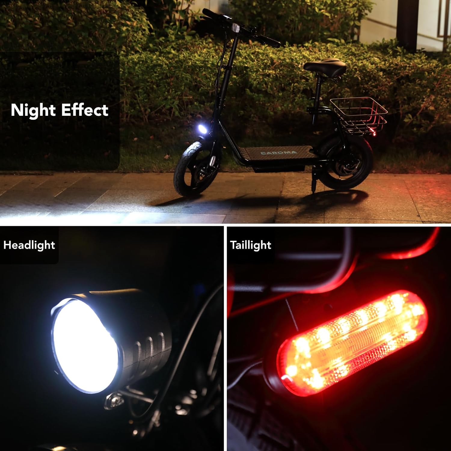 Caroma Electric Scooter with Seat for Adults, Max 30Miles Ranges&20Mph, 500/800/1200W Motor, 14/20