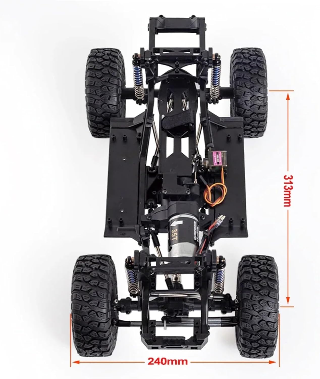 RC Upgrade Accessories for TRX4 D90 313mm Wheelbase for Chassis Frame Builders Kit with 2-Speed Transmission 35T 550 Motor RC Crawler DIY Upgrade(Chassis with Wheels)