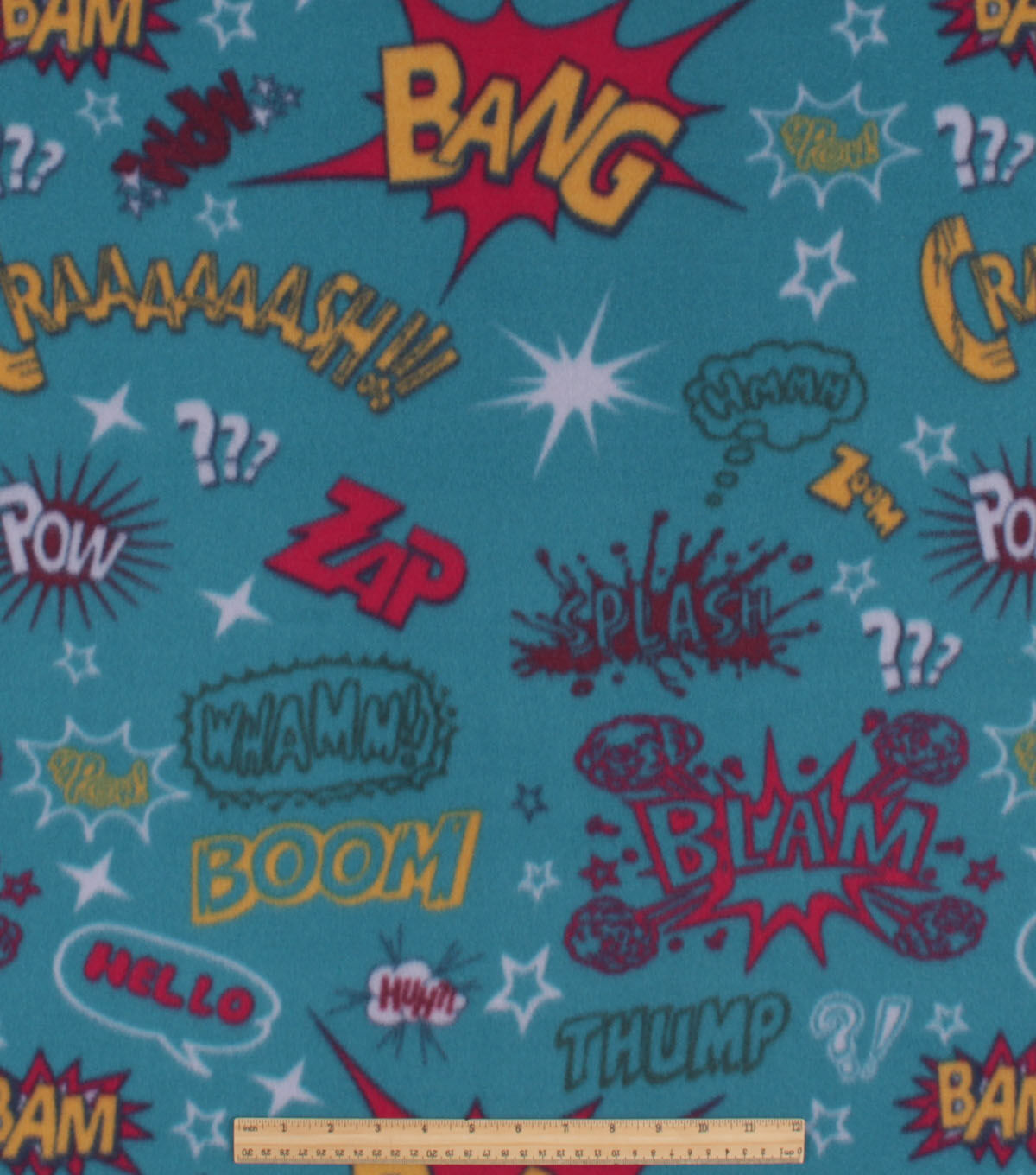 Comics on Blue Blizzard Fleece Fabric