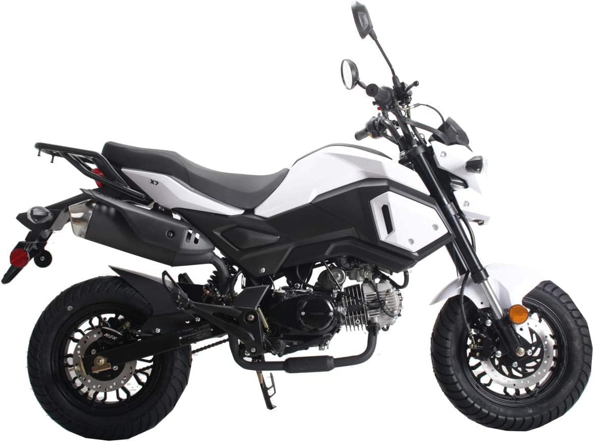 Hhh 125cc Vader 125 Adult Motorcycle Gas 125cc scooter Dirtbike Dual Sports Street Scooter Bike 125cc Motorcycle gas Bike (White)
