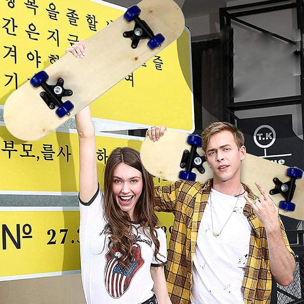 Four-Wheel Skateboard 8-Layer Maple Blank Graffiti Skateboard Graffiti Skateboard Suitable for Adults Teenagers and Children