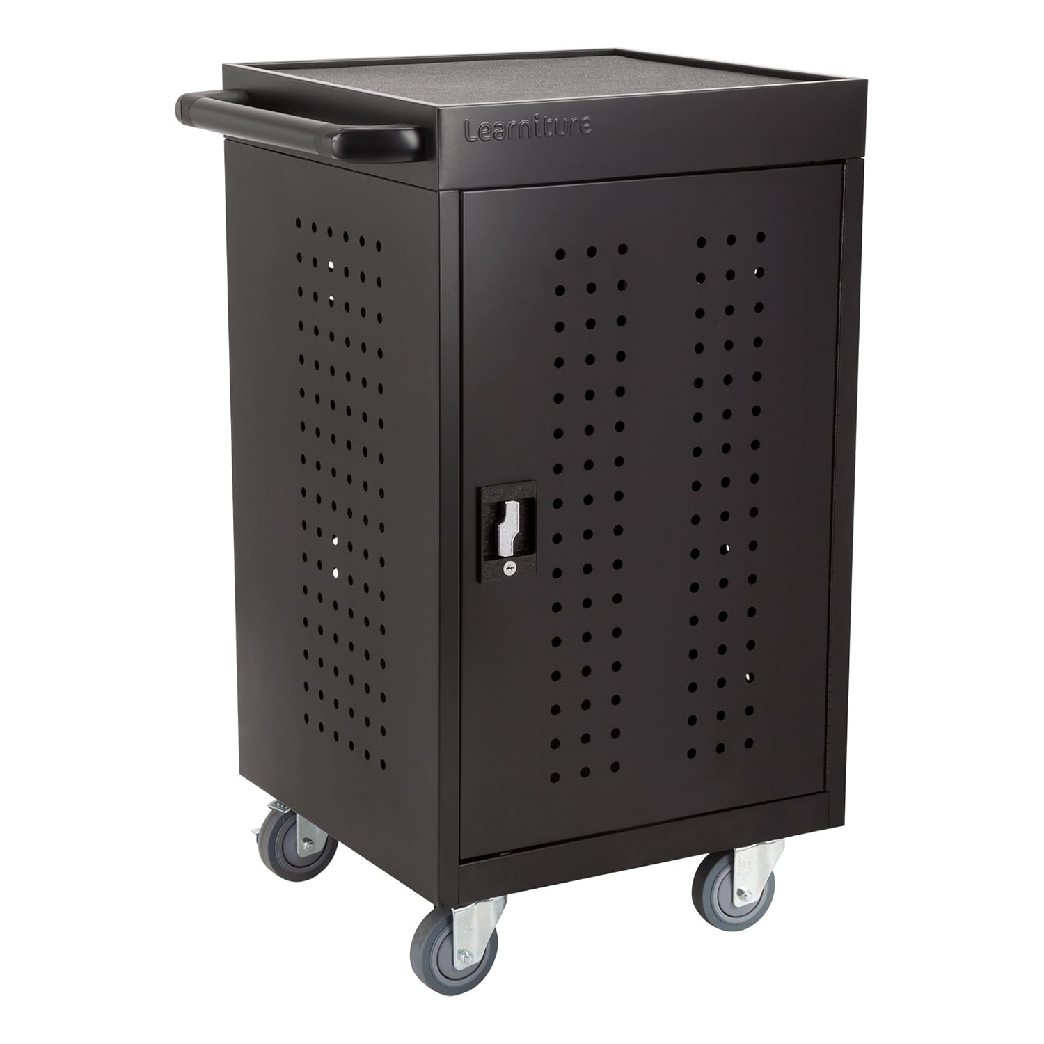 Learniture Structure Series 30-Device Mobile Charging Station for Laptops and Tablets, Lockable Charging Cart with Wheels for 30 Tablets/Chromebooks, Black
