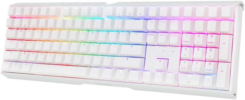 Laptop Keyboard Mechanical Gaming Keyboard with Black Switch 104 Keys LED RGB Backlit Cherry MX Blue Switches for PC/Games Computer Keyboard (Color : Black) (White)