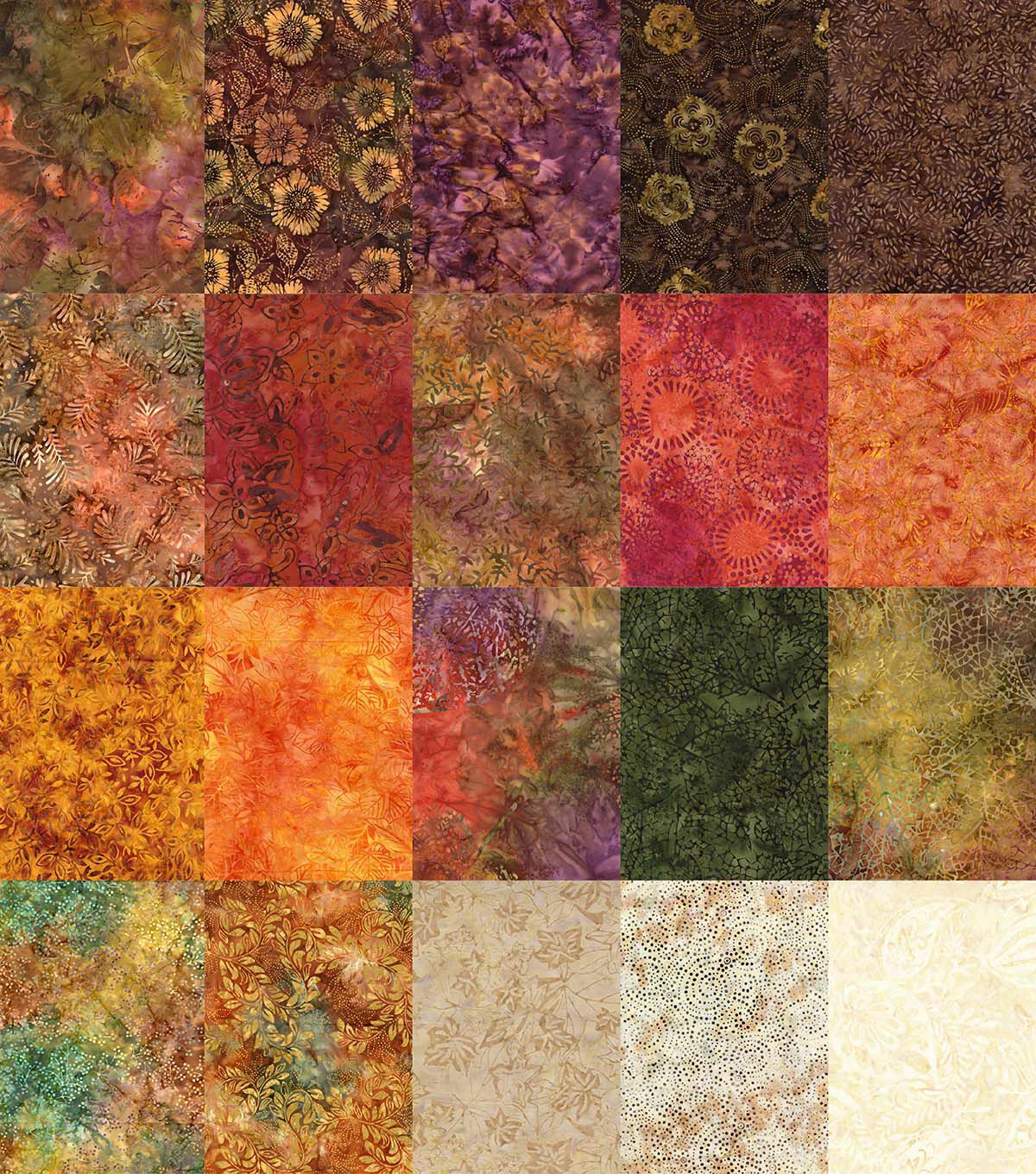 Hi Fashion 10 Fall Batik Cotton Fabric Square 42pc
