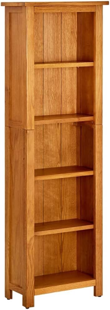 GeoHome 5-Tier Bookcase | Wooden 5-Shelf Bookshelf | Rustic Wood Bookcase for Bedroom Living Room Home Office | Brown Solid Oak Wood and MDF 17.7