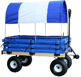 20 in. x 38 in. Covered Wooden Wagon with Pads - Blue