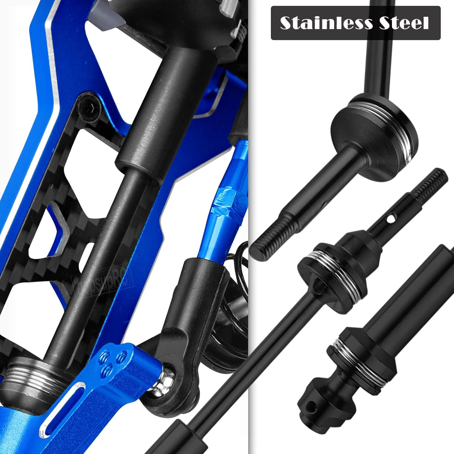 Upgrades Parts for 1/10 Slash 2WD LCG,Carbon Skid Plate&Aluminum RC Shocks&Drive Shaft CVD&A Arms&Steering Block&272R Gearbox&Adjustable Links&Shock Tower&Front Bulkhead,Navy Blue
