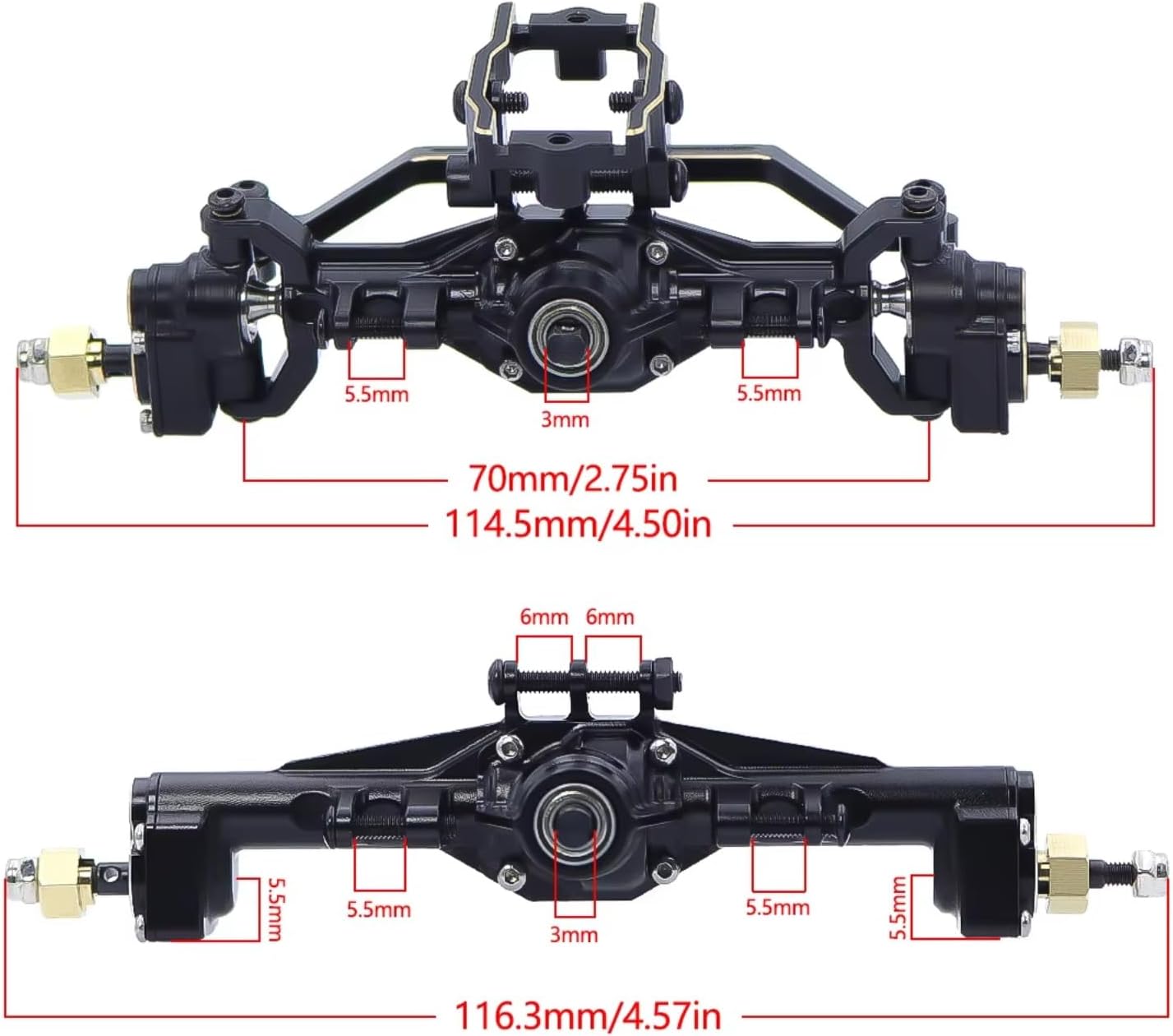 Rc Crawlers Axles For TRX4-M 1/18 Brass Black Front Rear Portal Axle Upgrade Ground Clearance 5.5MM Metal Parts Repair RC Crawler(1set)