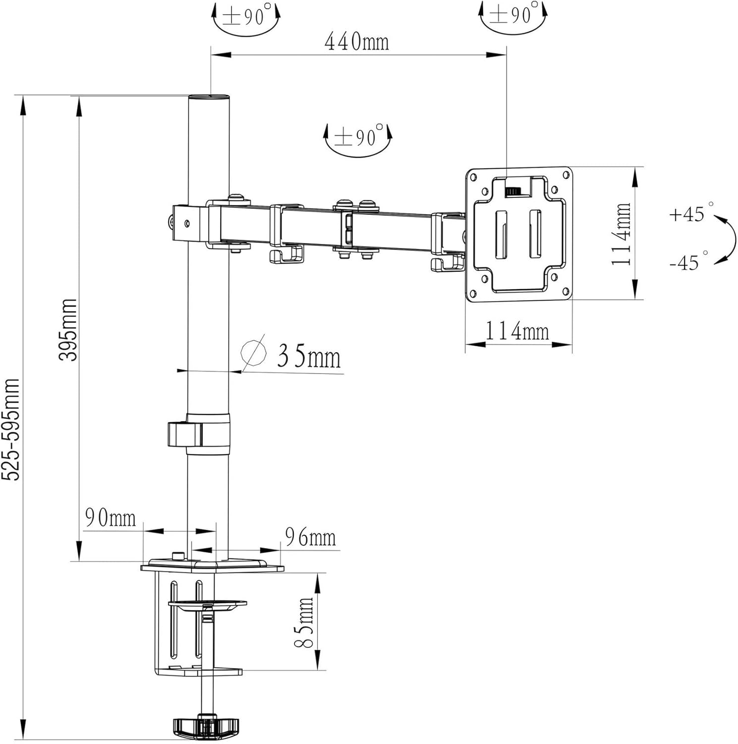 Monitor Stand 360° Adjustment Monitor Suitable for 13-32 Inch 2-10 kg Stand Screen Desk Table Stand Stable Column Monitor Arm Stand