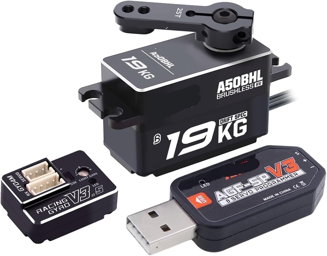 A50BHL 19KG Super Torque Super High Speed ​​8.4V Programmable Low Profile Brushless Digital Remote Control Servo(Drift Specific Set6)