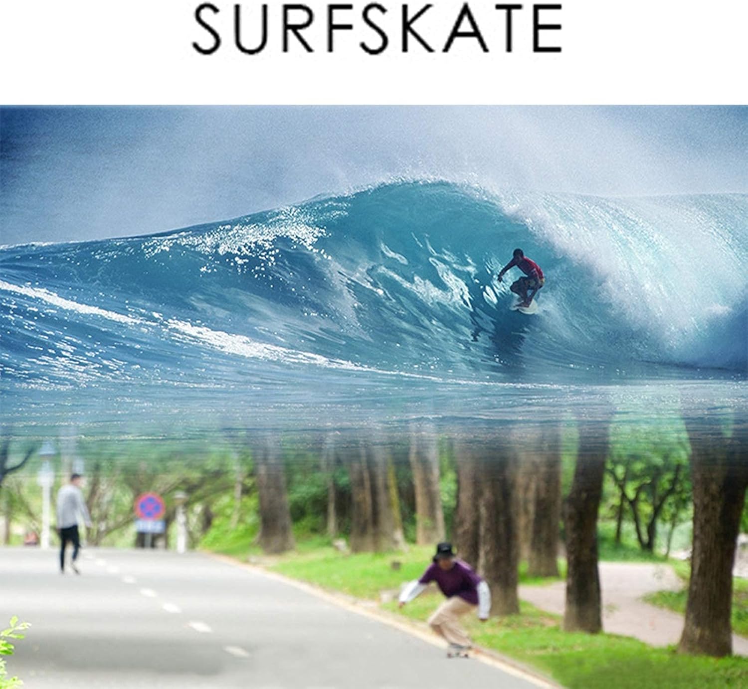 VOMI SurfSkates Complete Skateboard 79×20cm CX4 Truck Land Surfing Board 8-Layer Maple Board ABEC-9 Bearing for Carving Pumping for Beginner Children Teenagers Youth Adults Gift (B)