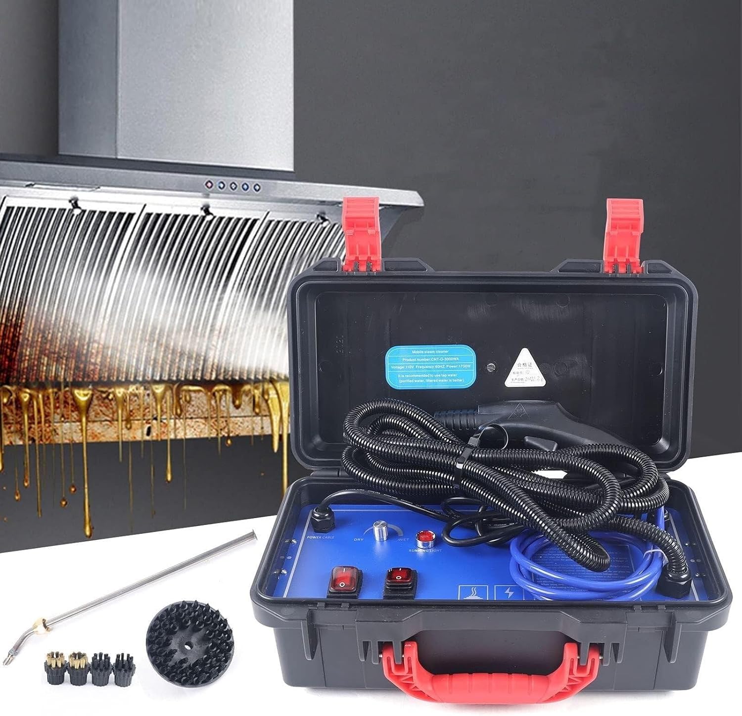 High Pressure Steam Cleaner, Portable Handheld High-Temperature Steam Machine For Car, Kitchen, Bathroom(220v#3000w)