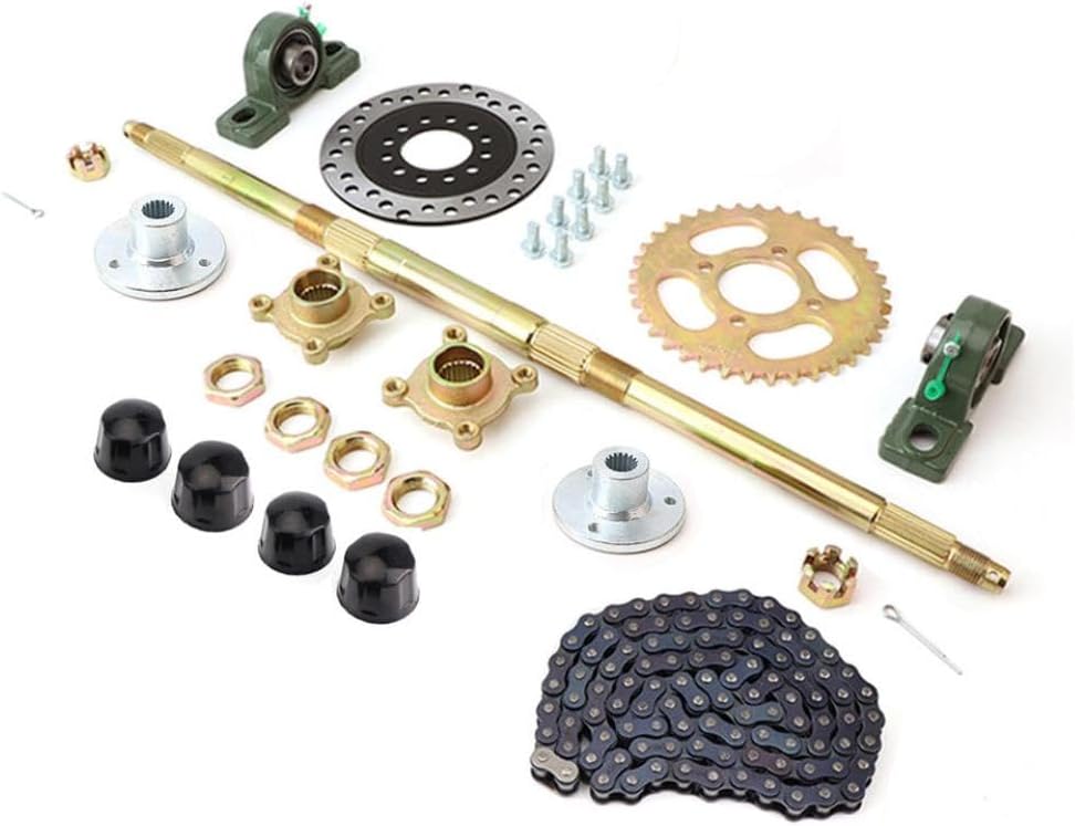 610mm Rear Axle with 428-37T Sprocket 158mm Brake Disc 140L Chain Compatible Compatible with DIY 49 50 70 90 110cc Kids ATV Go Kart Quad Buggy Electric Ride On Vehicle(B)