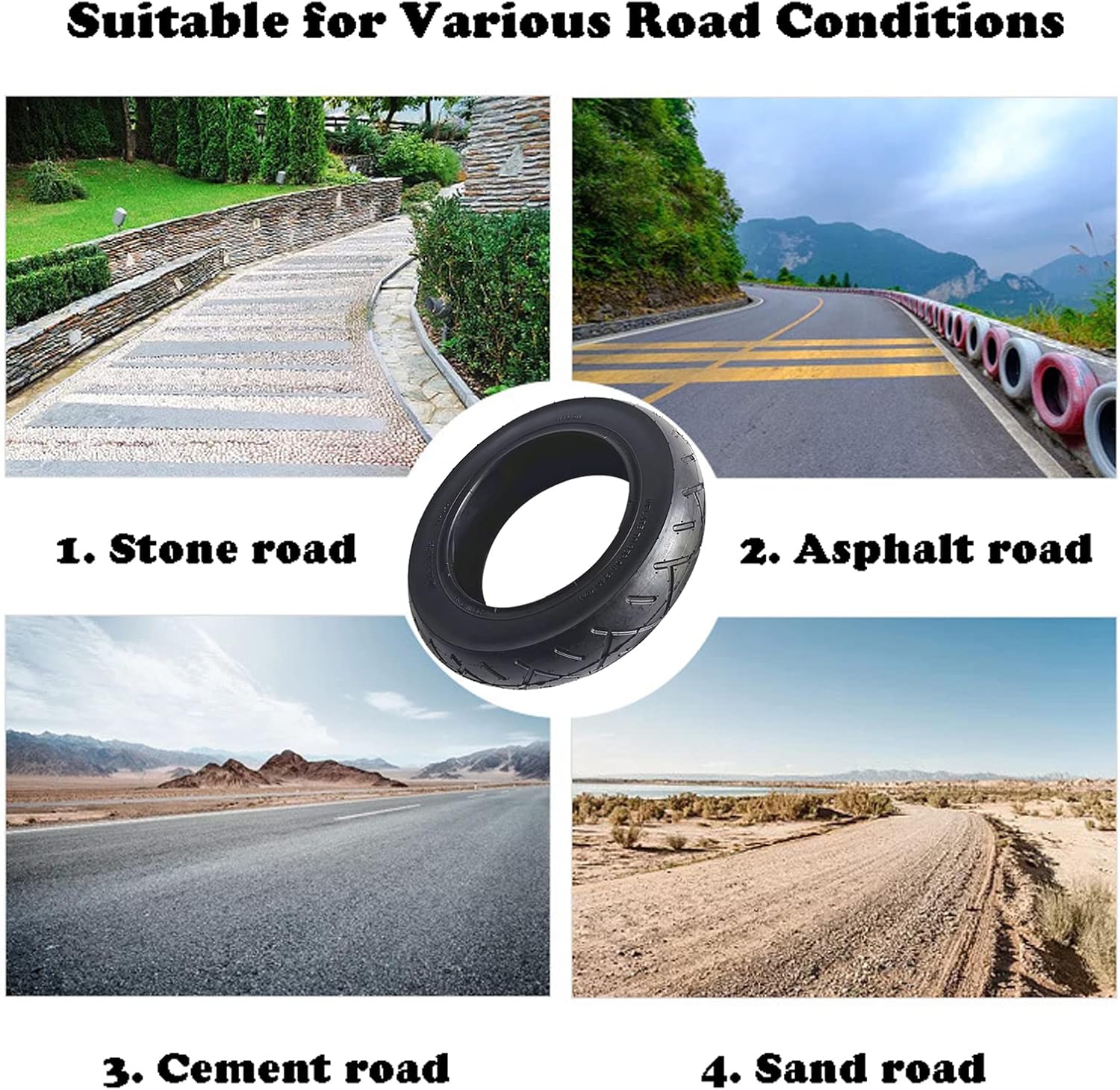 Electric Scooter Outer Tyre, 10 Inch Replacement Tires, Electric Scooter Tire, Premium Road Tire, Thickened Rubber Tires 10x2.125 (2 Pack)