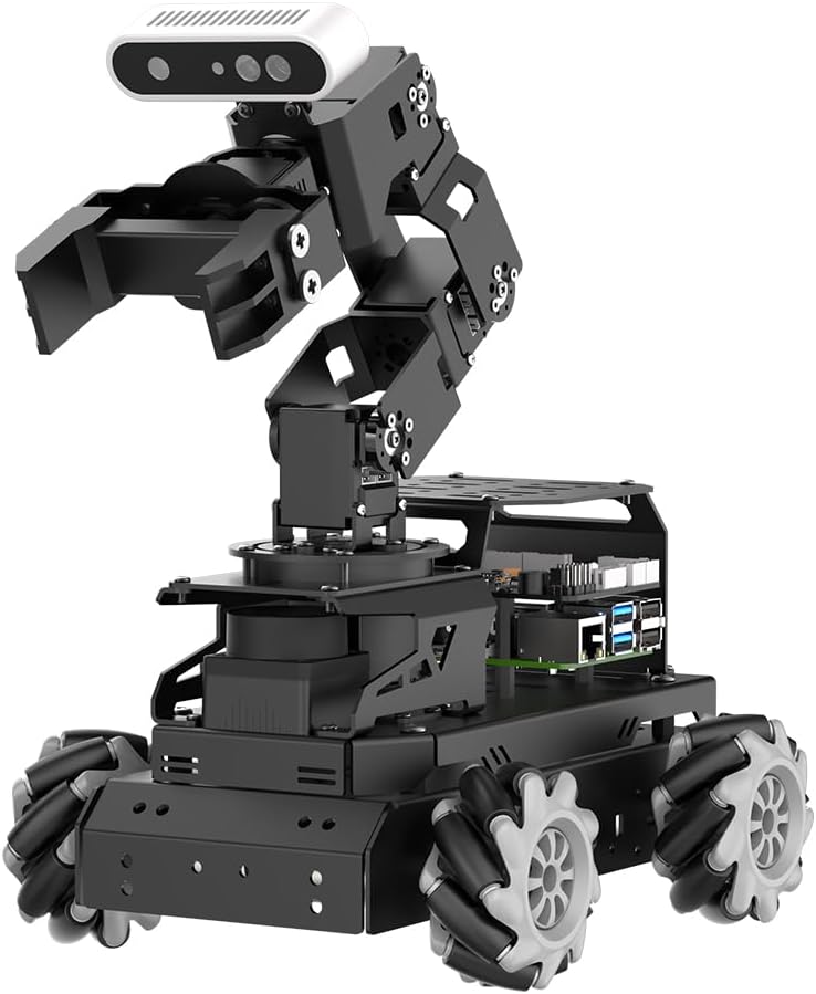 HIWONDER ROS2 Robot Car with ChatGPT Large AI Models, 6DOF Robotic Arm SLAM Mapping Navigation AI Vision Voice Control Scene Understanding ROS Education, LanderPi Advanced Kit Without RaspberryPi