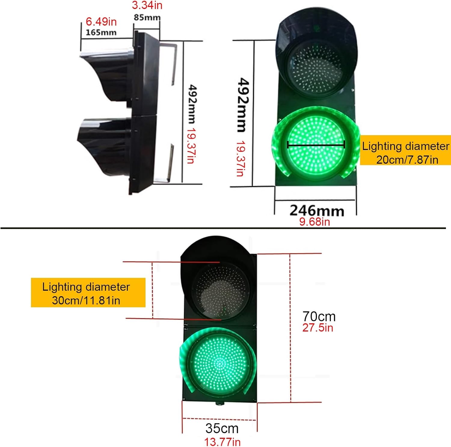 Traffic Light Lamp, Traffic Signal Light, Red/Green Stop and Go Light, Traffic Stop Light, Outdoor Waterproof Indicator Warning Light, for Toll Station, Car Wash, Shopping Mall, Parking Lane(Natural,3