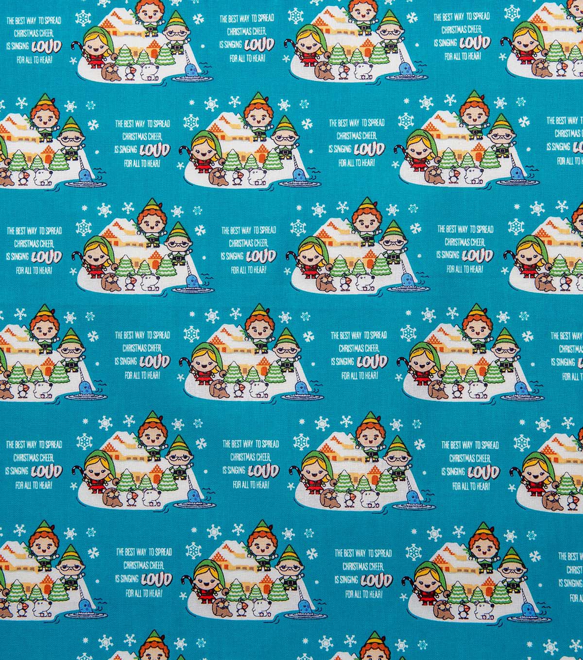 Elf Chibi Carolers Christmas Cotton Fabric