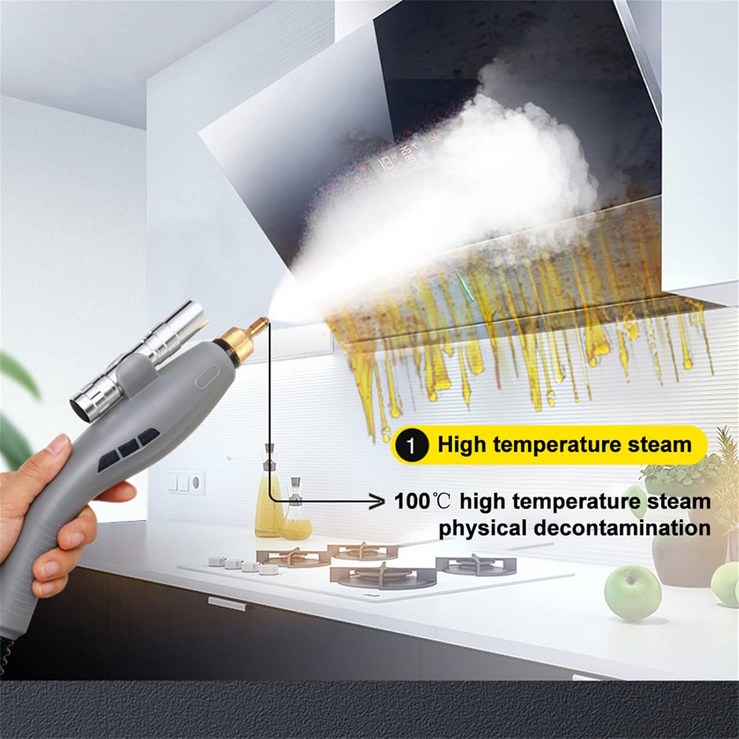 High Pressure Steam Cleaner,3000W High Temperature Steam Cleaning Machine Air Conditioner Kitchen Car Washing Machine with Cleaning Kit Tool,Black