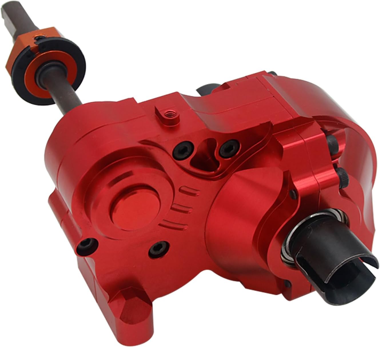 FLMLF CNC Metal Three-Stage Split Differential Diff.Gear Box Case Assembly Kit for 1/5 Hpi Rofun Rovan Km Baja 5B 5T 5Sc Rc Car Parts (Red)