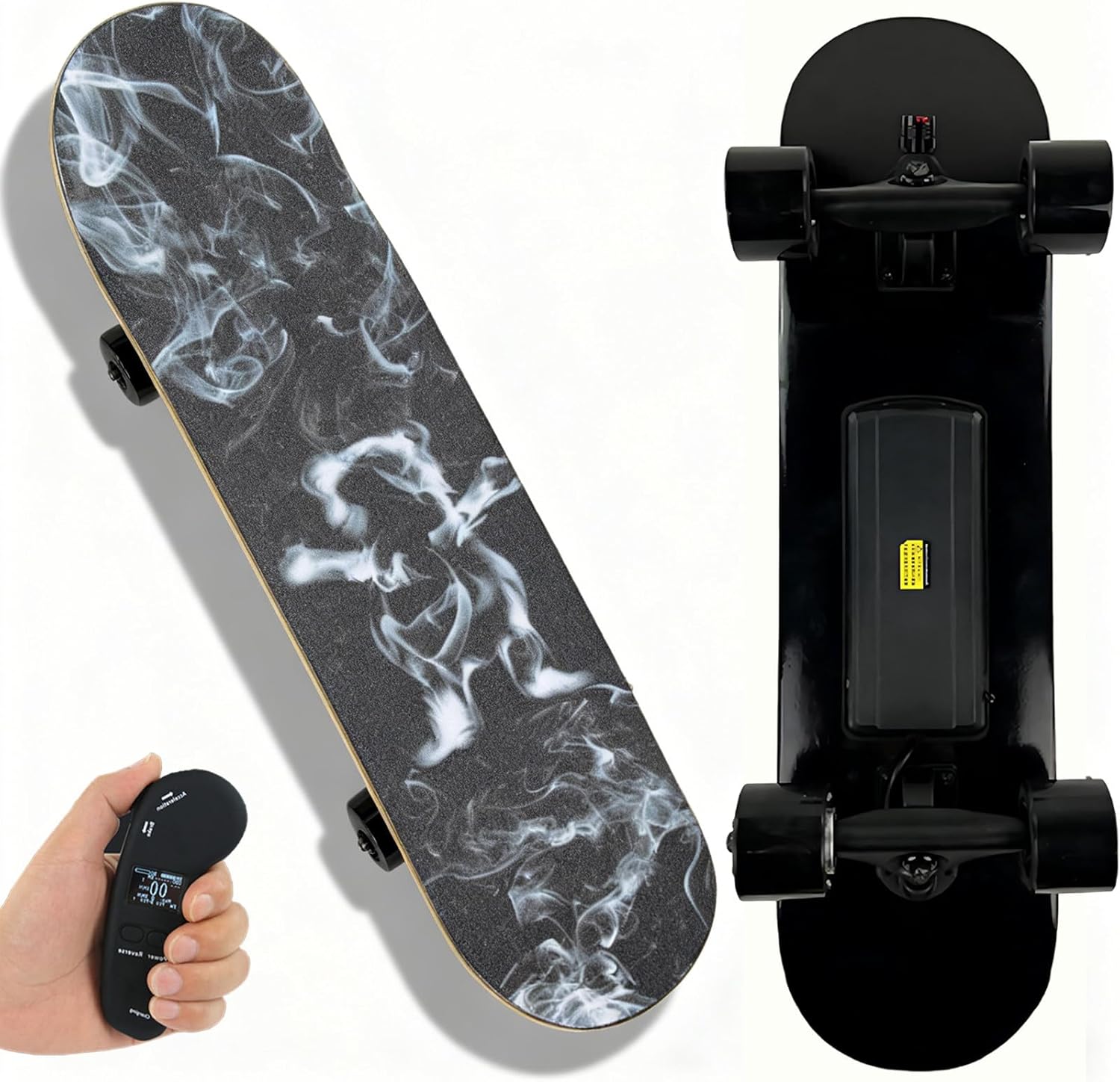 Electric Skateboard – Single/Dual Hub Motor, 15.5 MPH Top Speed, 9.3 Mile Range, 110wh Fast Charge Battery, 4 Speed Modes, Remote Control, Auto Start, for Adults & Teens D-Dual-Motor