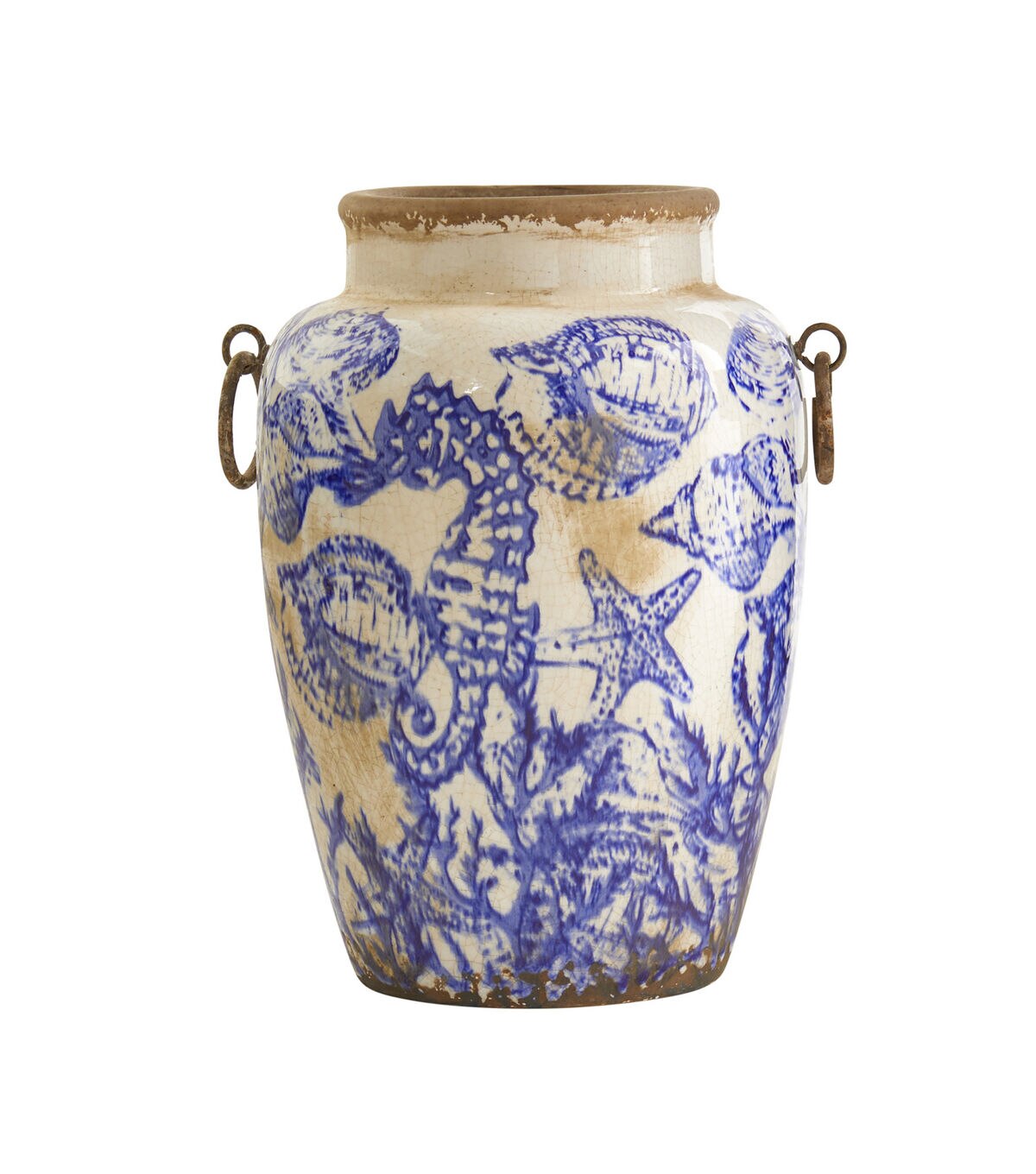 Nearly Natural 10.5 Nautical Ceramic Vase